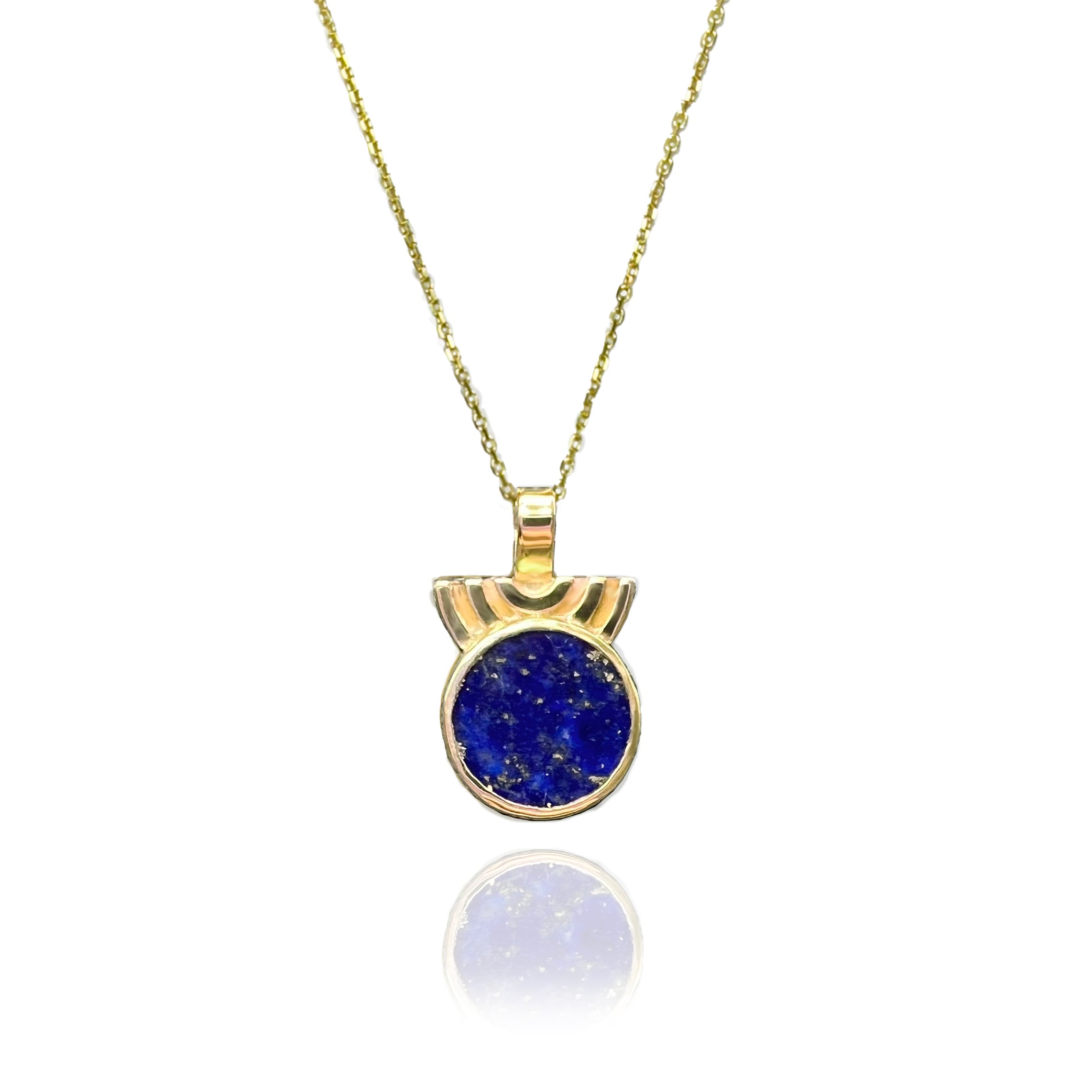 Gold Necklace set with Lapis Lazuli
