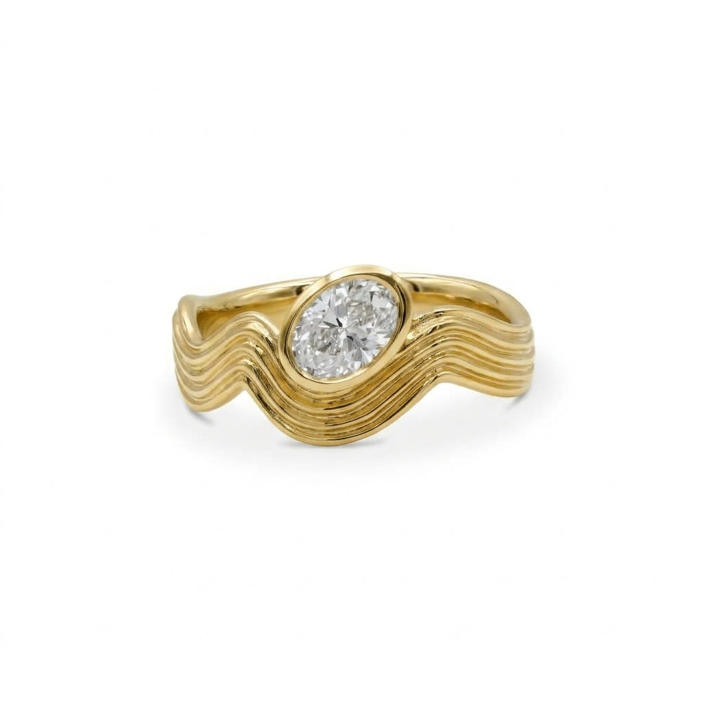 Oval Diamond Wave Ring