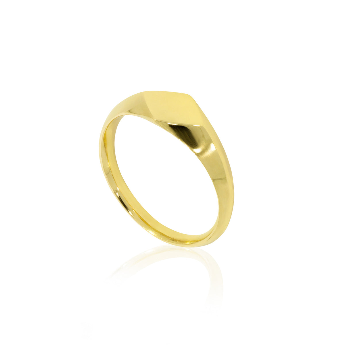 9ct gold signet ring with a sculpted elongated diamond-shaped face
