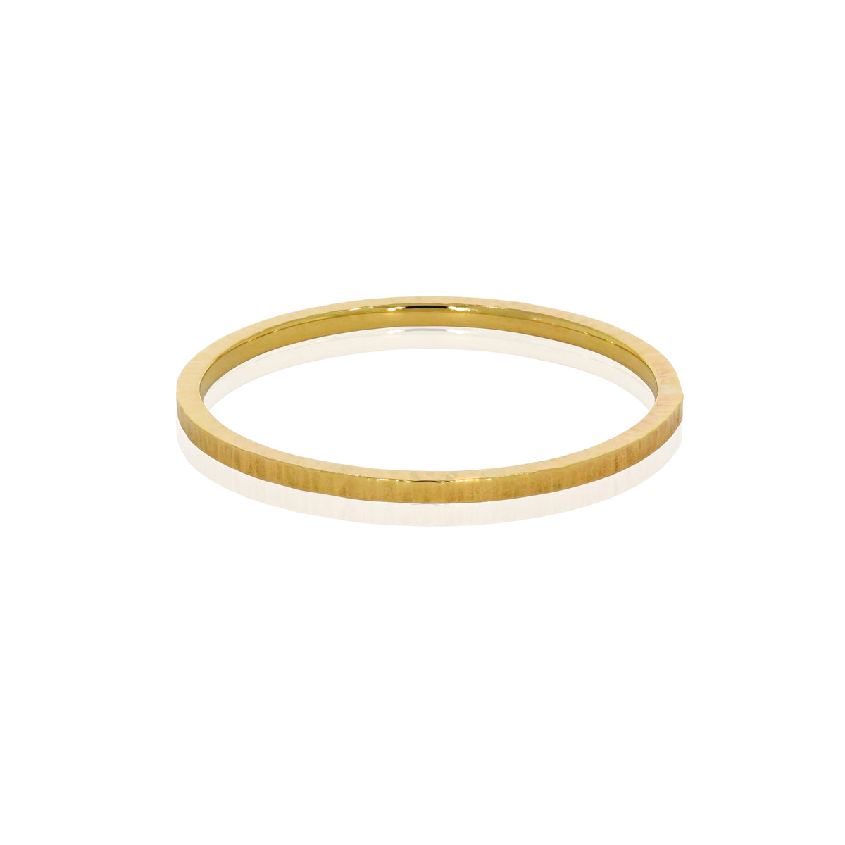 Striated Band Ring - Fine with a fine hammered texture on a slim square-profile gold band, shown on a white background.