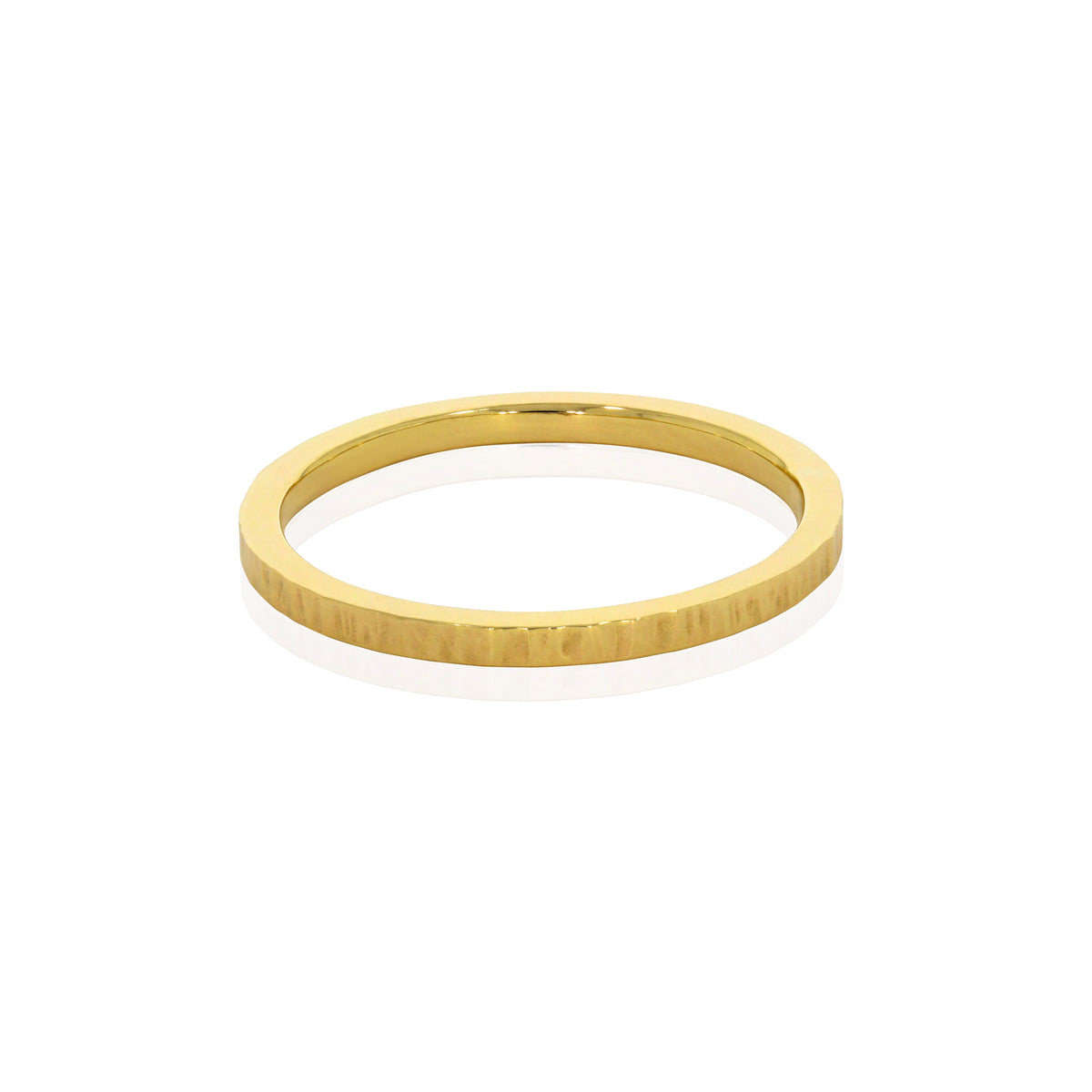 Striated Band Ring - Medium with a fine hammered texture on a square-profile gold band, shown on a white background.