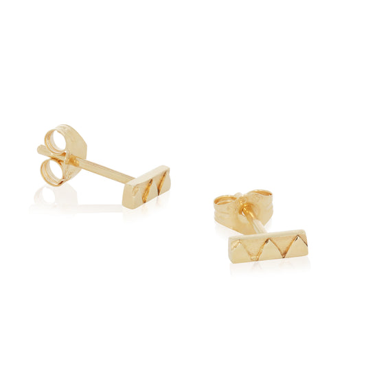 Atlas Mini Gold Patterned Stud Earrings