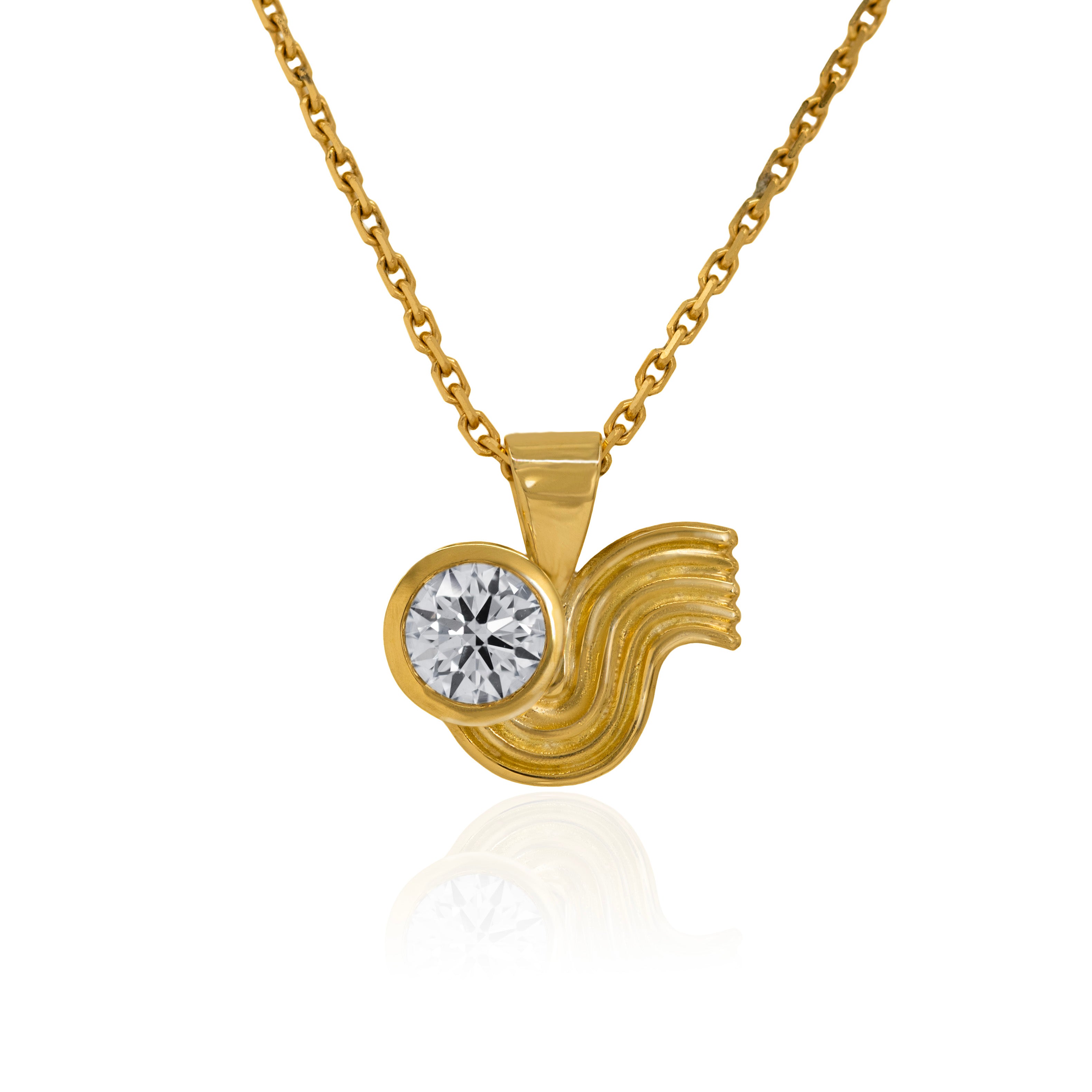 Diamond Solitaire Wave Necklace