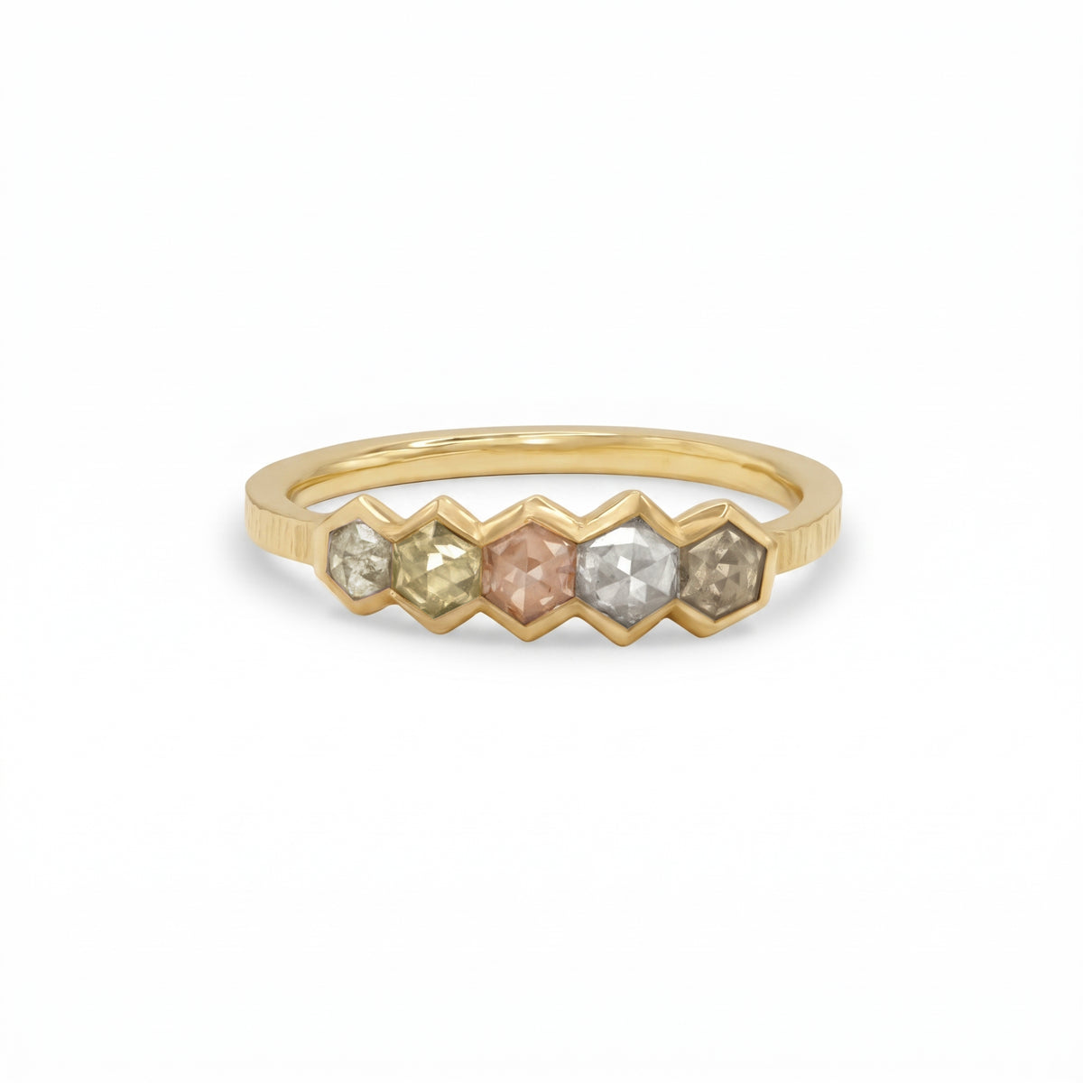 18ct Gold & Hexagon Diamond Ring