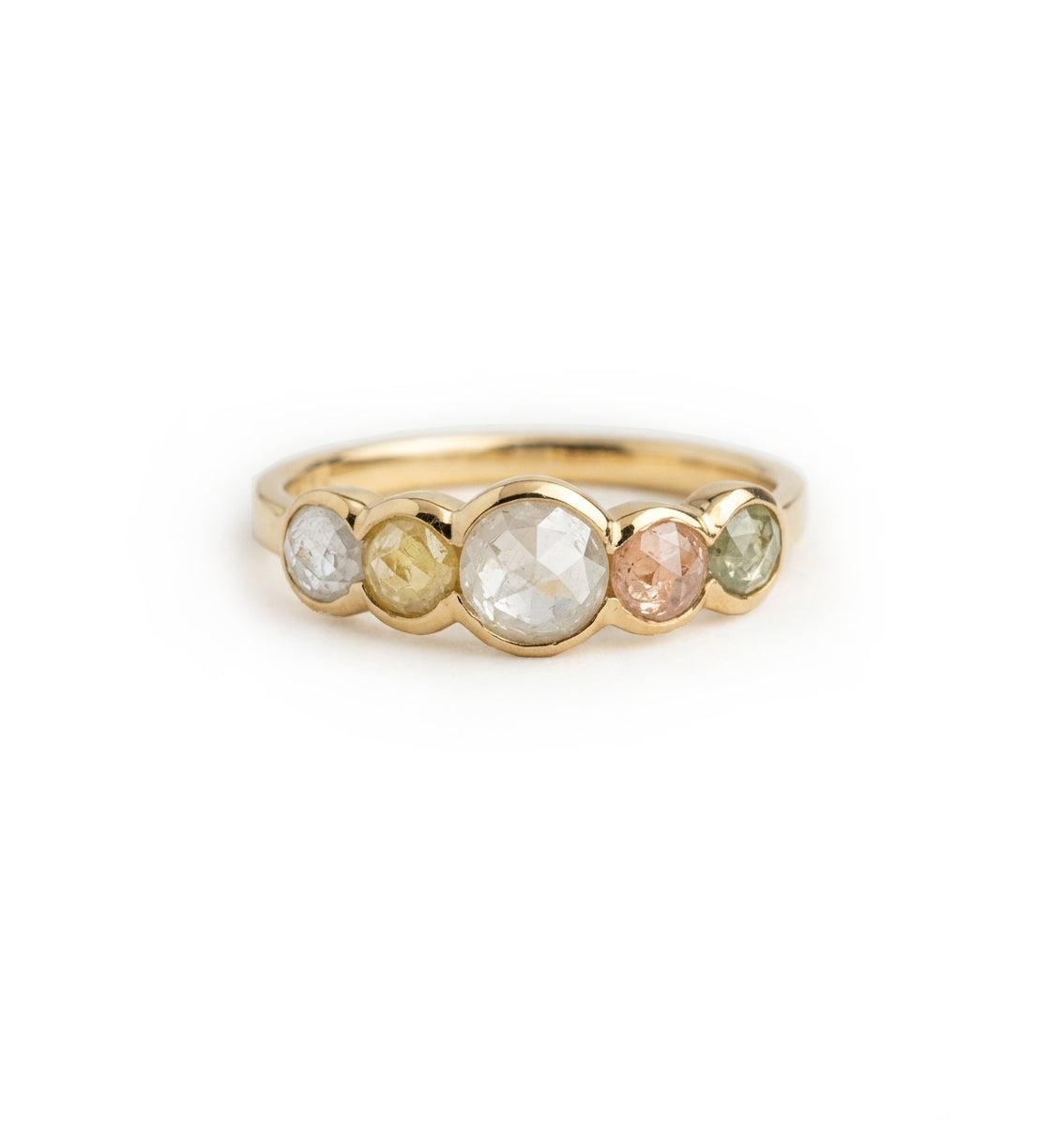 18ct Gold & Rose-Cut Diamond Quintet Ring