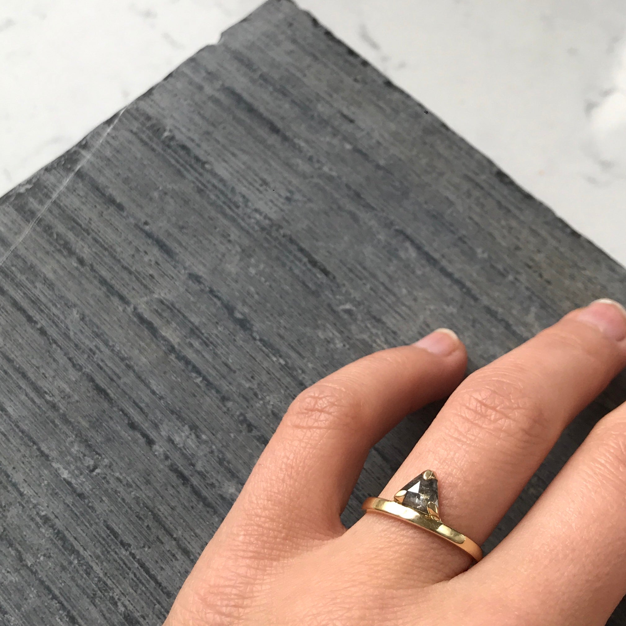 Midnight Diamond Sentinel Ring worn on a hand