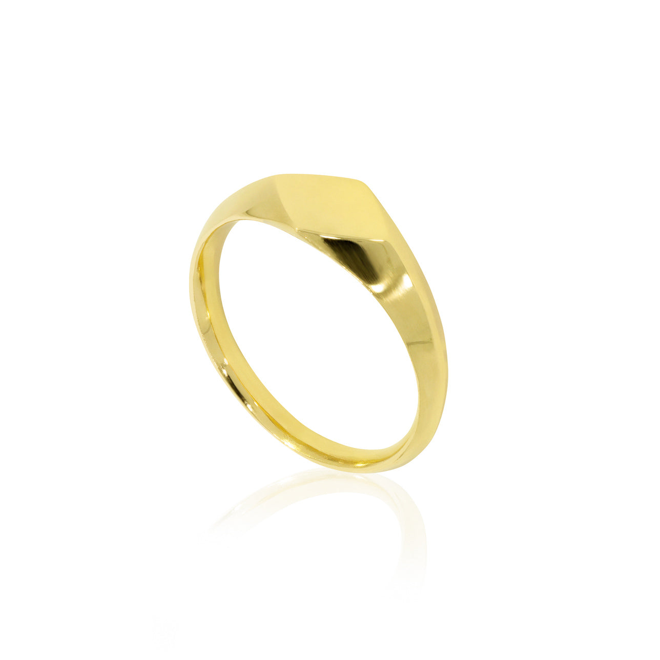 9ct gold signet ring with a sculpted elongated diamond-shaped face