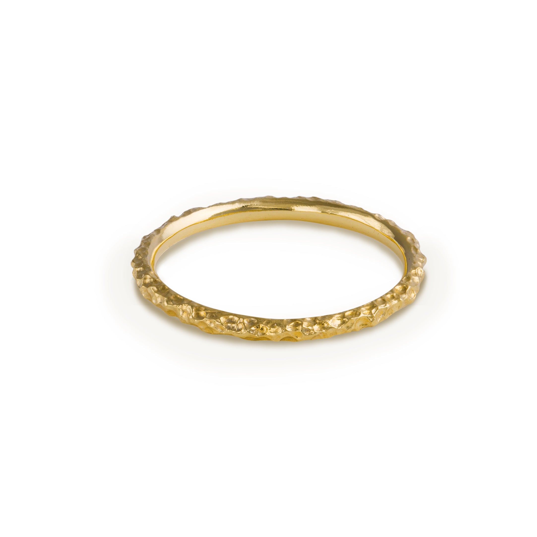 Fine Dappled Gold Ring with a rippling wax-carved texture on a thin round band, shown on a white background.