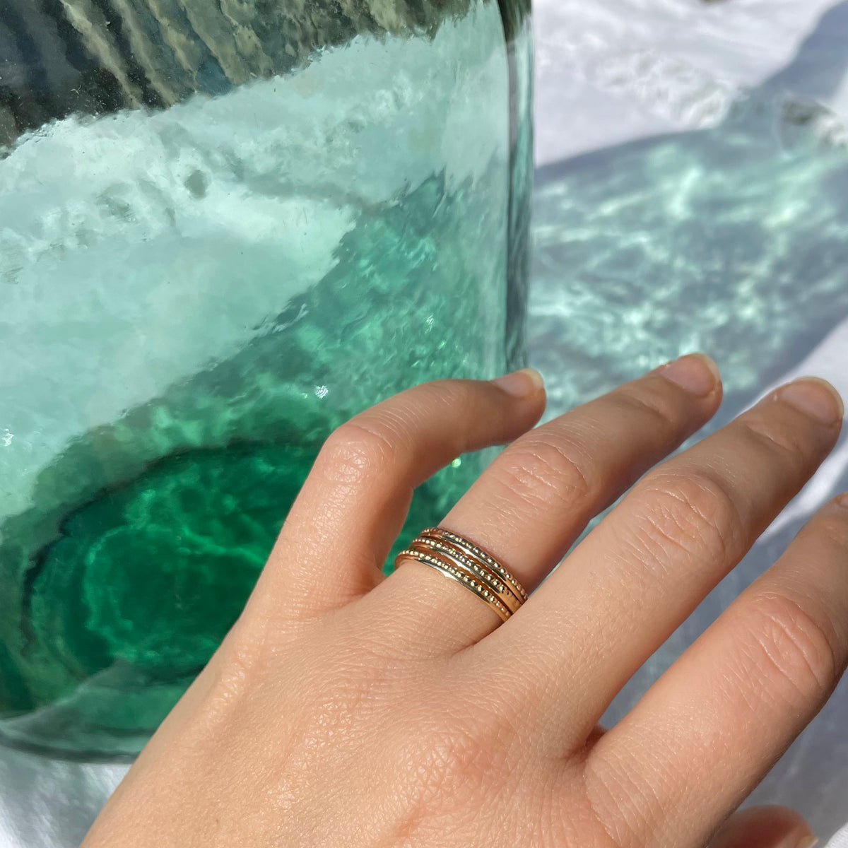 Duo Gold Ring worn on a hand