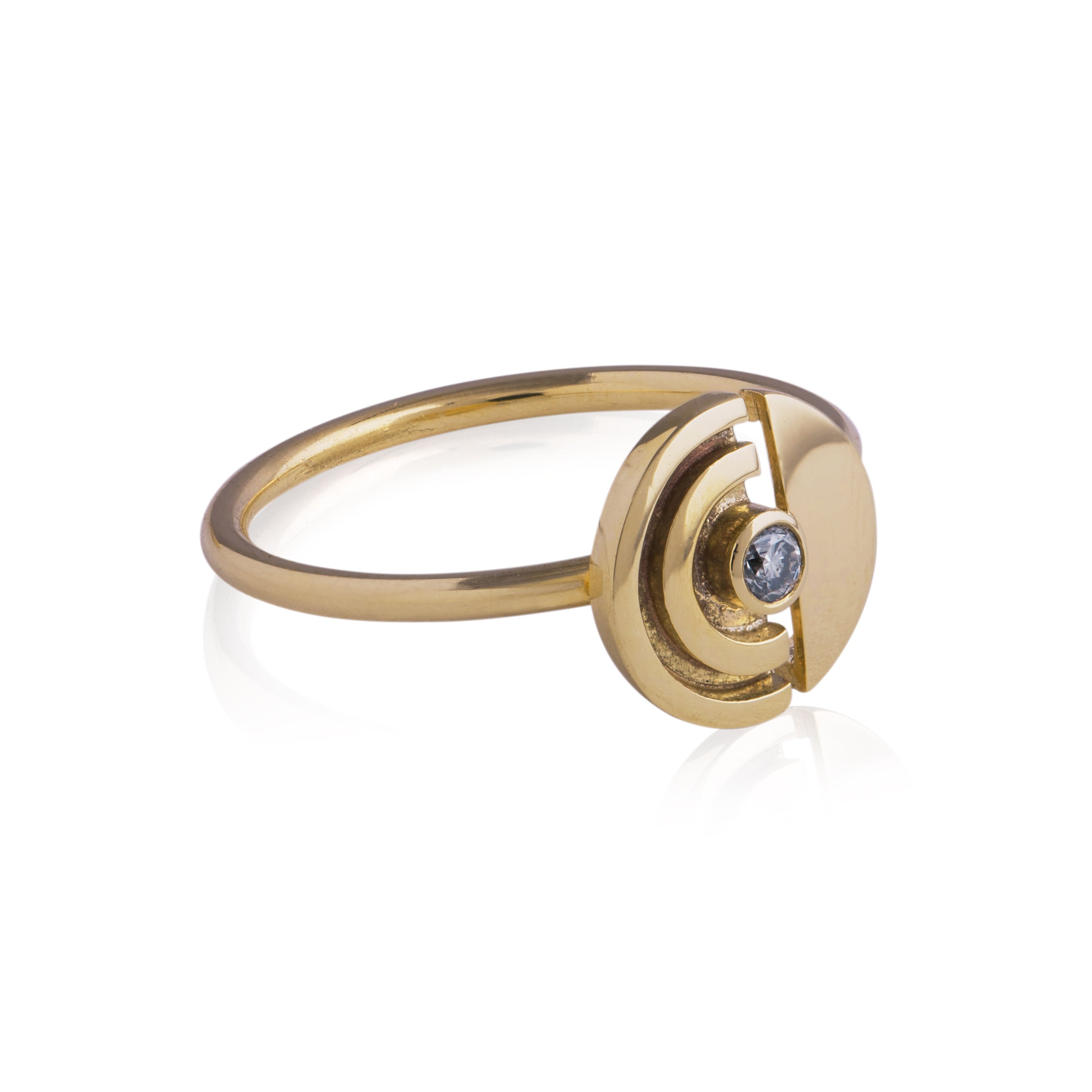 Annulus Gold Ring with Grey Diamond