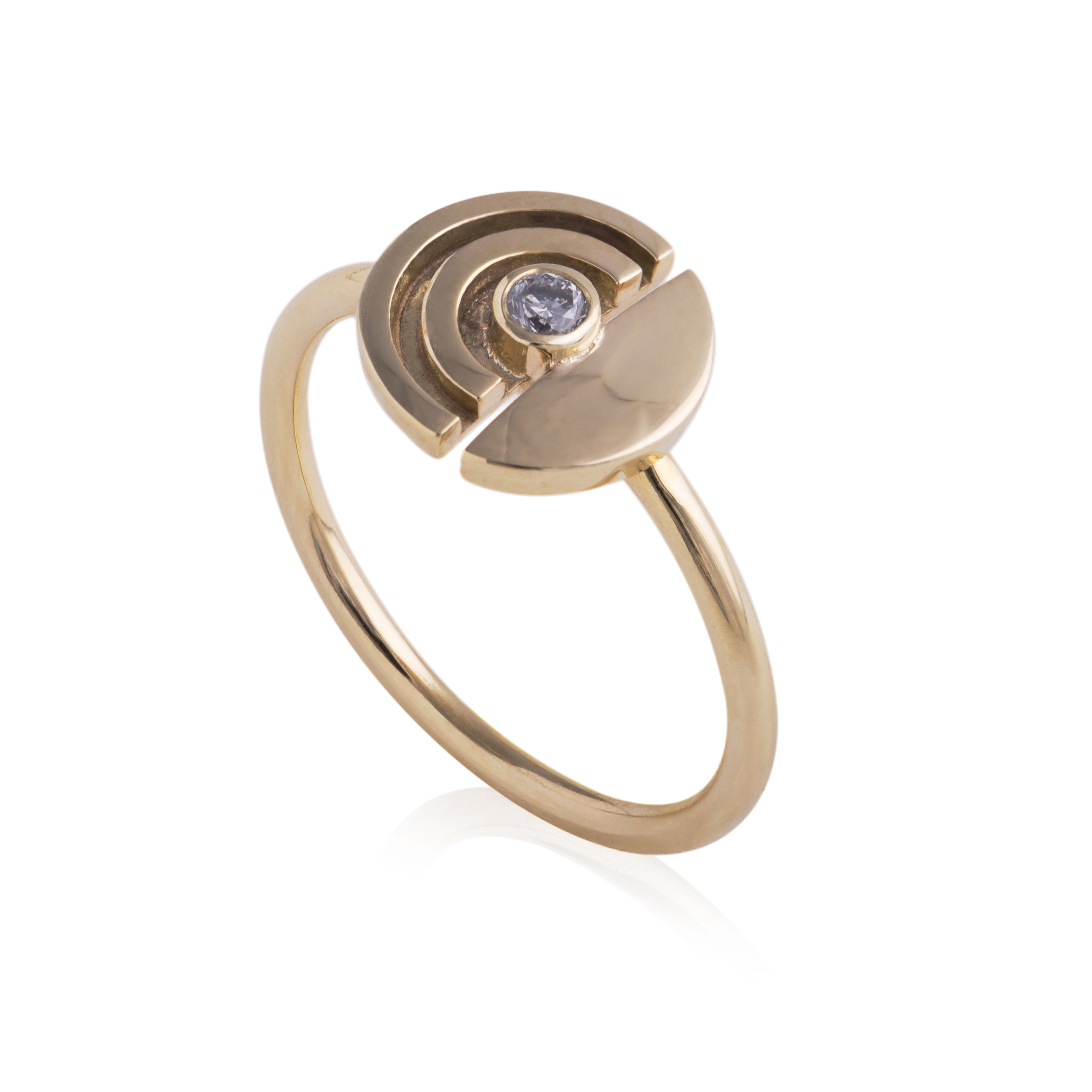 Annulus Gold Ring with Grey Diamond
