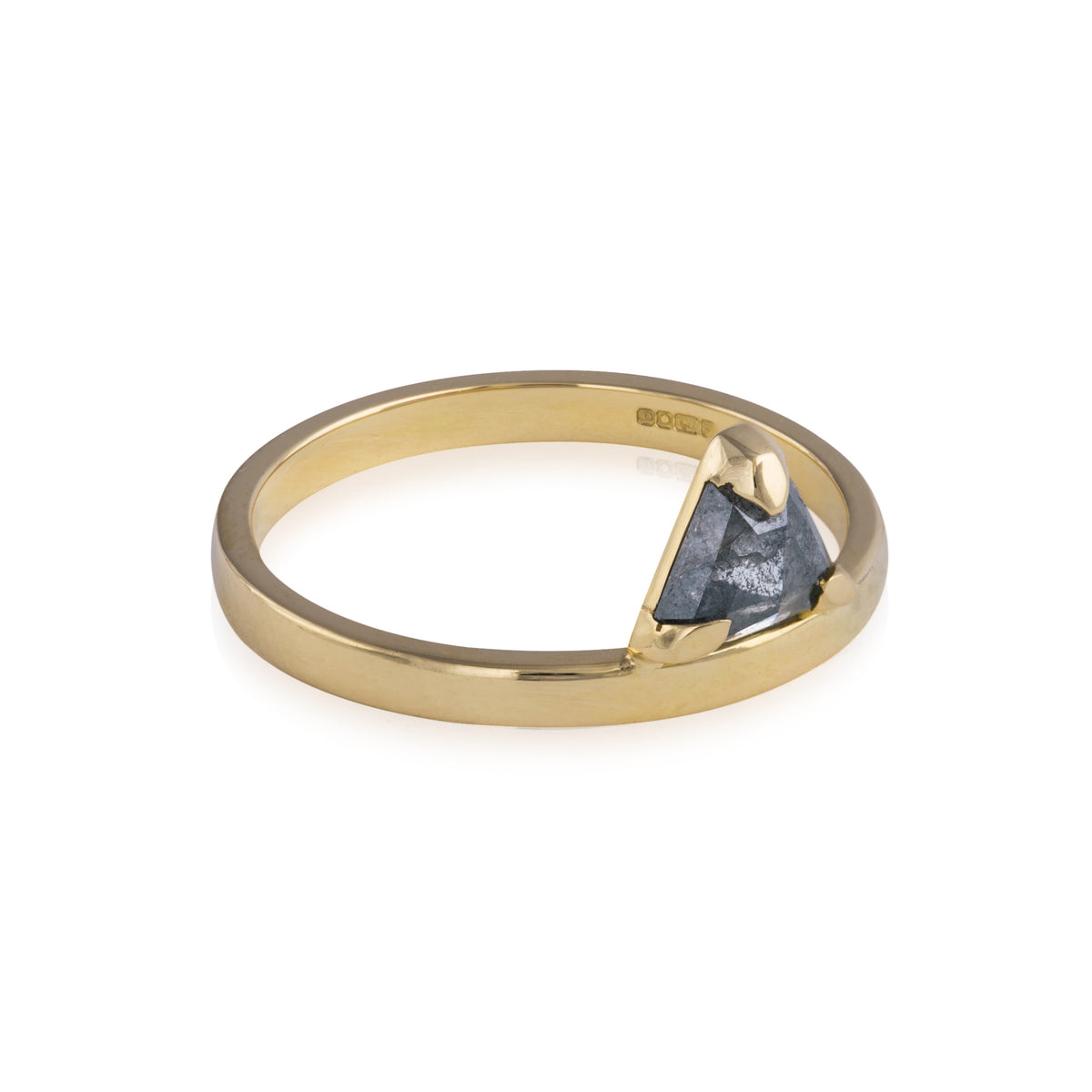 Close-up of the diamond setting on the Midnight Diamond Sentinel Ring